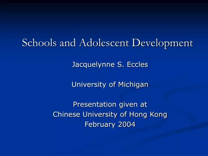 schools and adolescent development