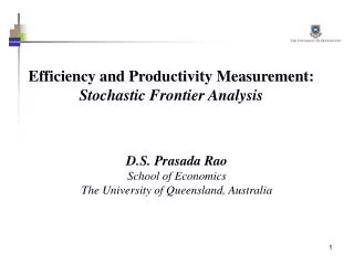 Efficiency and Productivity Measurement: Stochastic Frontier Analysis