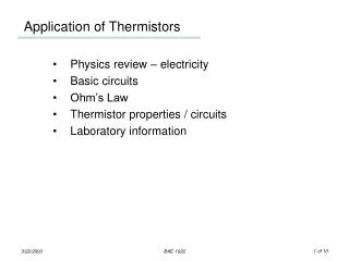 application of thermistors