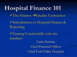 Hospital Finance 101