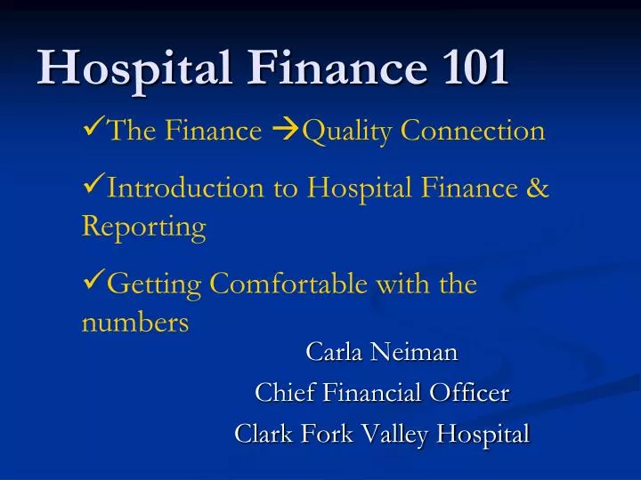 hospital finance 101