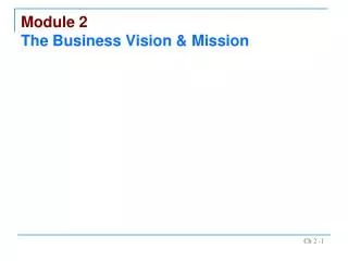 Module 2 The Business Vision &amp; Mission
