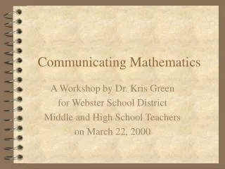Communicating Mathematics