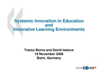 Systemic Innovation in Education and Innovative Learning Environments
