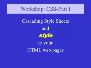 Workshop: CSS-Part I