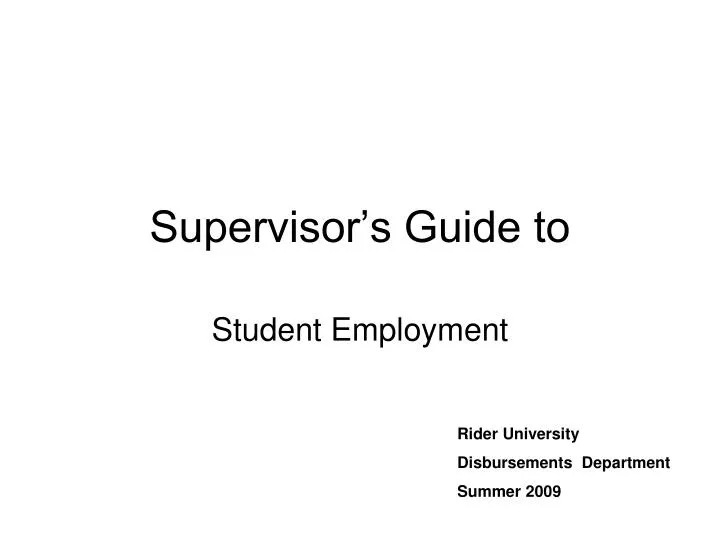 supervisor s guide to