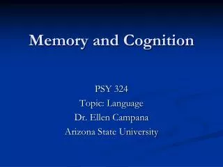 Memory and Cognition