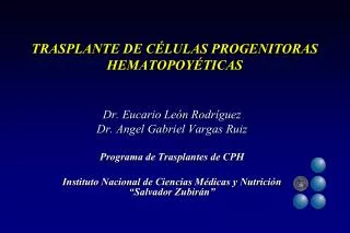 trasplante de c lulas progenitoras hematopoy ticas