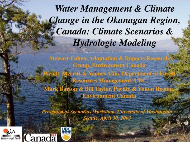 water management climate change in the okanagan region canada climate scenarios hydrologic modeling