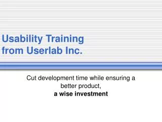 Usability Training from Userlab Inc.