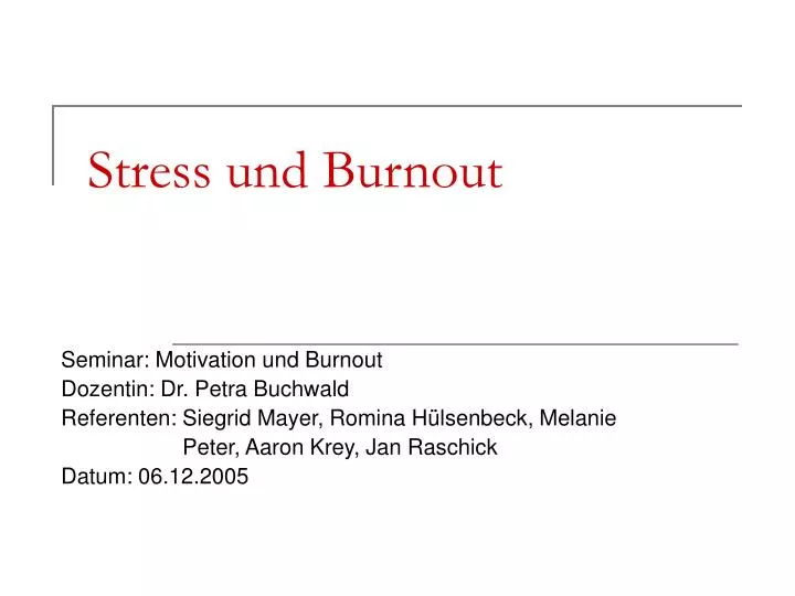 stress und burnout