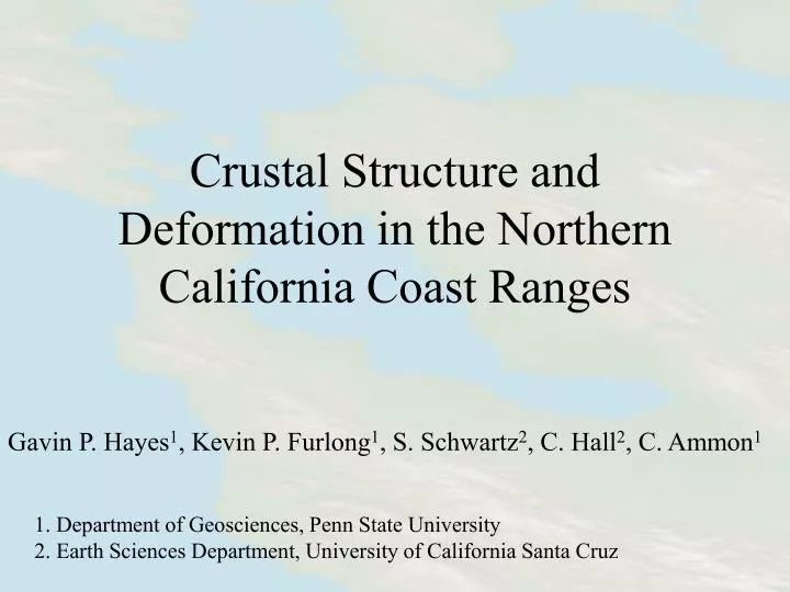 crustal structure and deformation in the northern california coast ranges