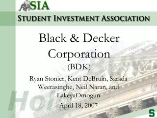 Black &amp; Decker Corporation (BDK)