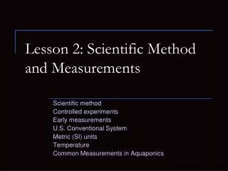 Lesson 2: Scientific Method and Measurements