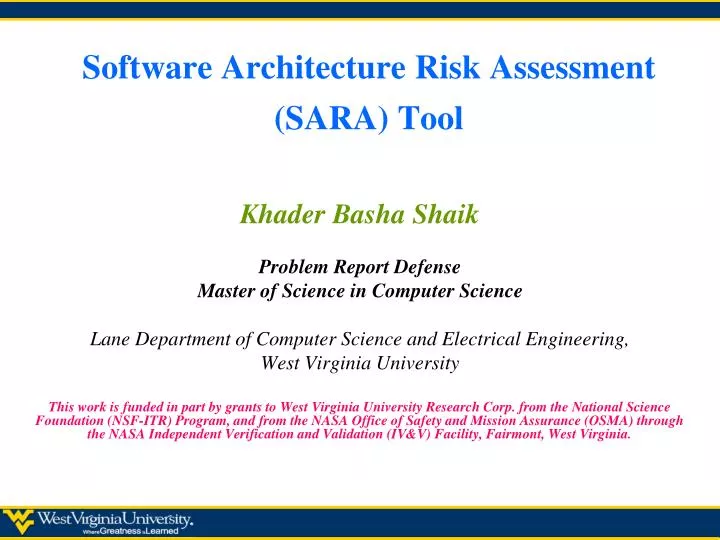 software architecture risk assessment sara tool