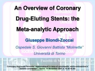 An Overview of Coronary Drug-Eluting Stents: the Meta-analytic Approach