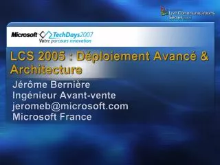 lcs 2005 d ploiement avanc architecture