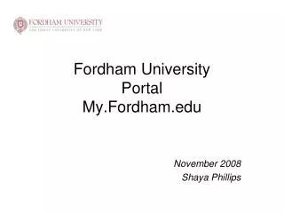 Fordham University Portal My.Fordham.edu