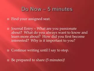Do Now – 5 minutes