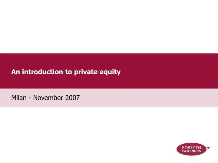 an introduction to private equity