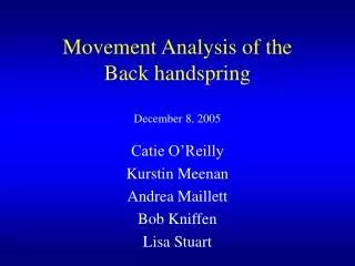 Movement Analysis of the Back handspring