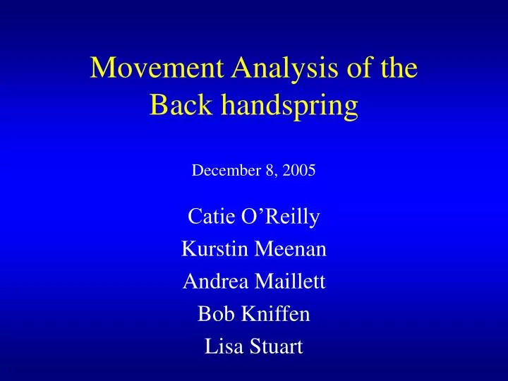 movement analysis of the back handspring