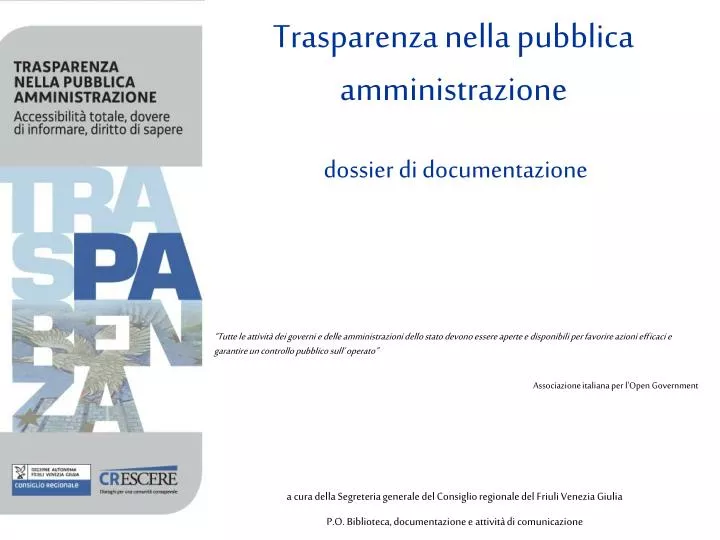 trasparenza nella pubblica amministrazione dossier di documentazione