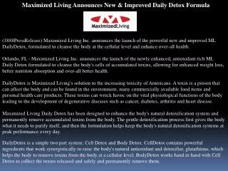 Maximized Living Announces New & Improved Daily Detox Formul