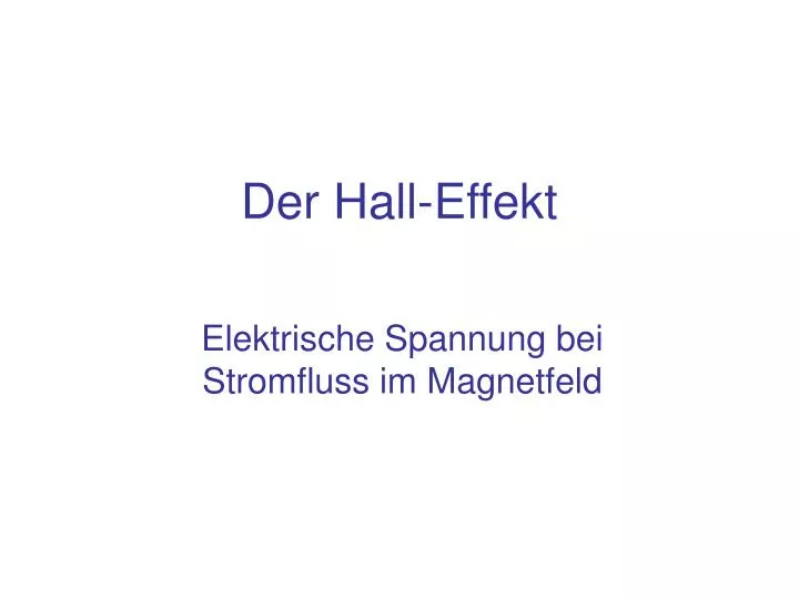 der hall effekt