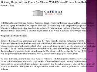 Gateway Business Force Forms An Alliance With US-based Feder