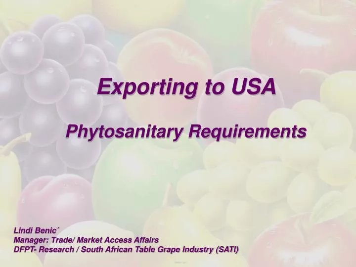 exporting to usa phytosanitary requirements