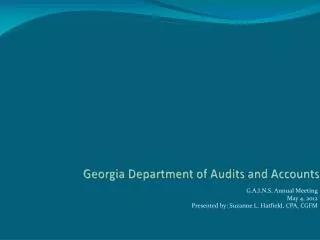 Georgia Department of Audits and Accounts
