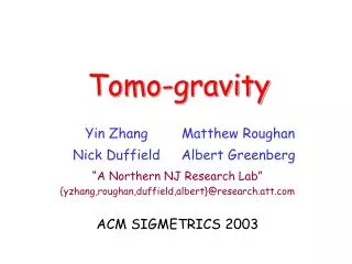 Tomo-gravity