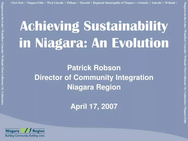 achieving sustainability in niagara an evolution