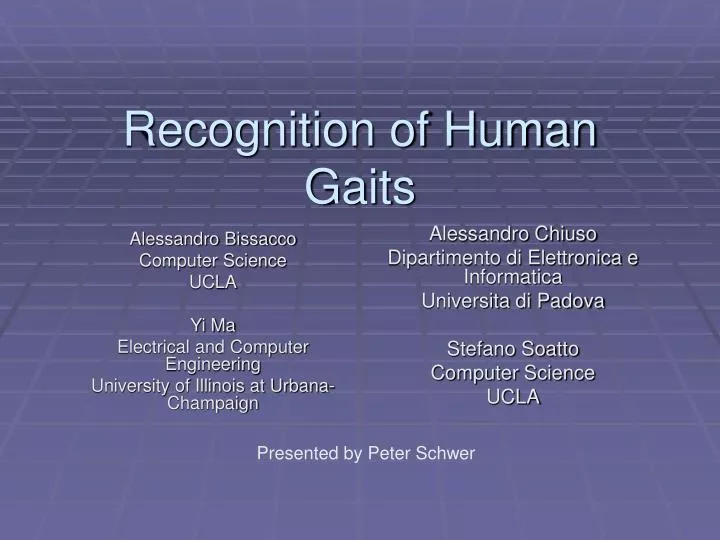 recognition of human gaits