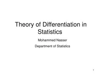 Theory of Differentiation in Statistics