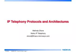 IP Telephony Protocols and Architectures