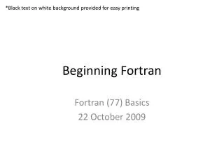 Beginning Fortran
