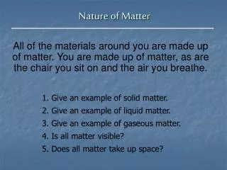 Nature of Matter