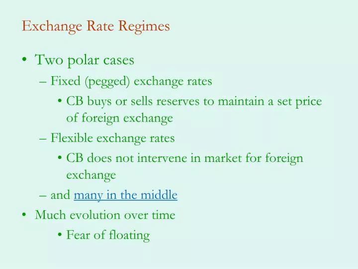 exchange rate regimes