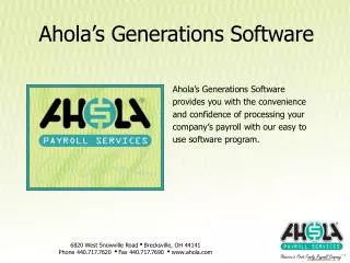 Ahola’s Generations Software