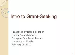 Intro to Grant-Seeking