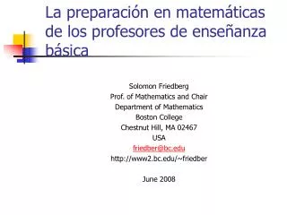 La preparación en matemáticas de los profesores de enseñanza básica