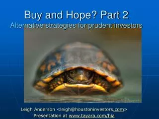 Buy and Hope? Part 2 Alternative strategies for prudent investors