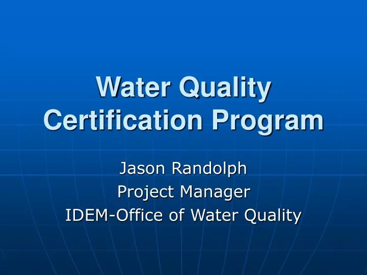 water quality certification program