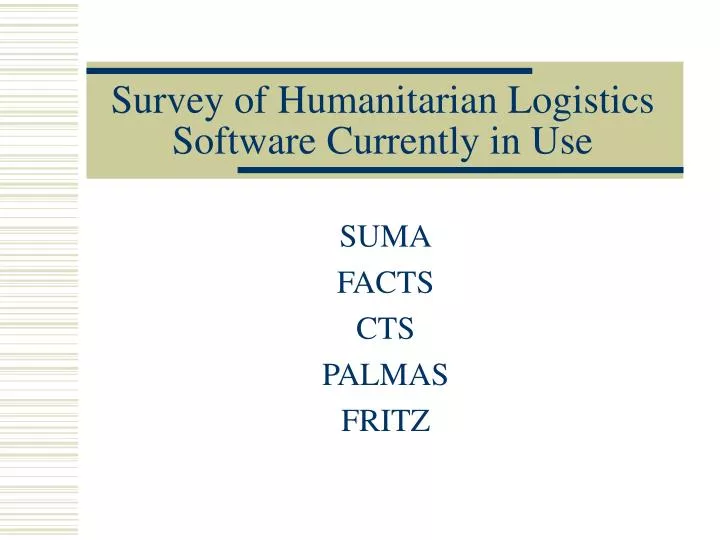 survey of humanitarian logistics software currently in use