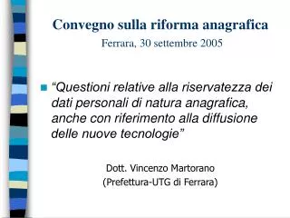 Convegno sulla riforma anagrafica Ferrara, 30 settembre 2005