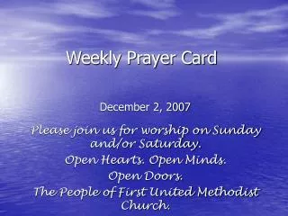 Weekly Prayer Card