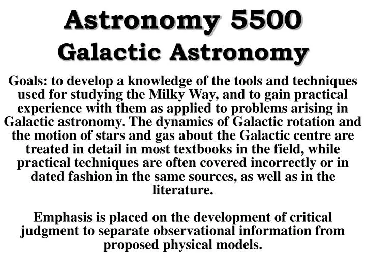 astronomy 5500 galactic astronomy