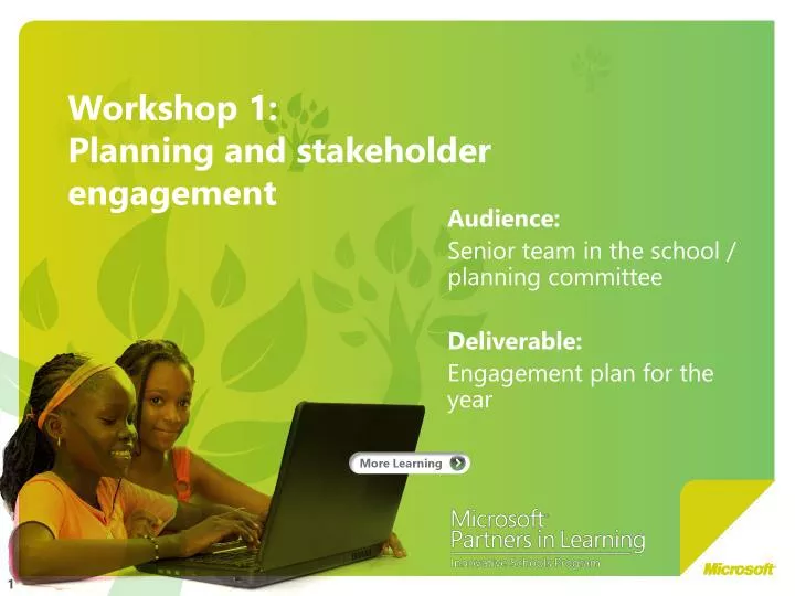 workshop 1 planning and stakeholder engagement